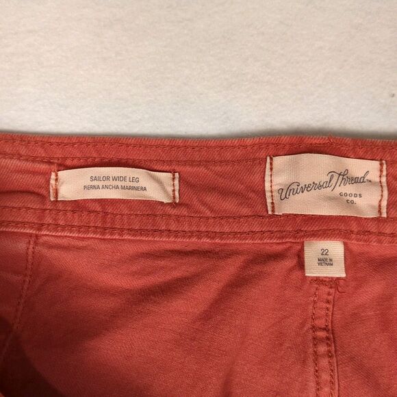 Universal Thread Womens 22 High Rise Sailor Wide Leg Ankle Jean Red Coral Casual - Picture 6 of 15